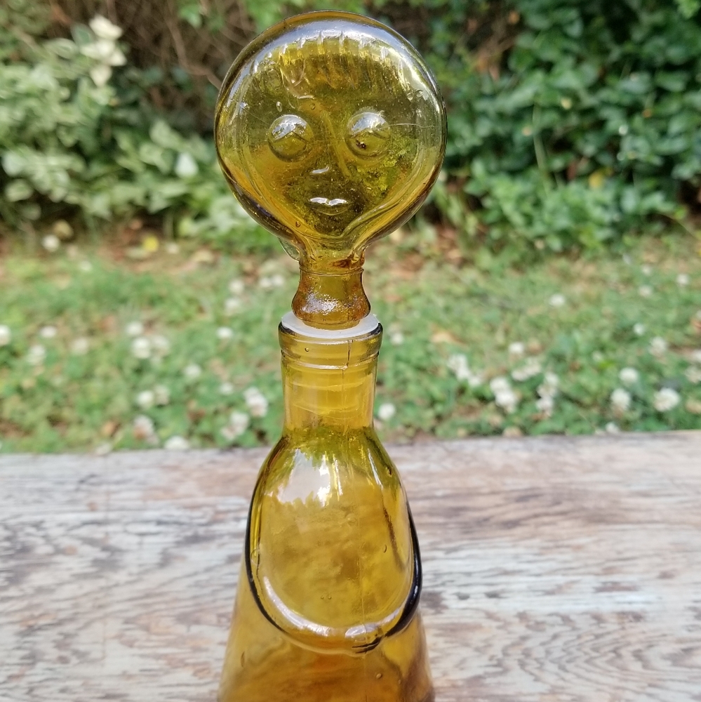 VTG Mid Century Modern vintage 1950s Erik Hoglund inspired glass bottle decanter